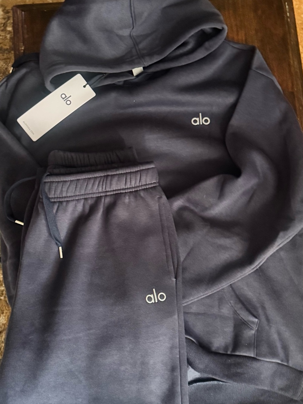 ALO Yoga Kids Navy Sweatpants & Hoodie Set